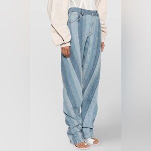 Mugler Spiral Curve Jeans Women’s 46 NWT Blue Straight Leg